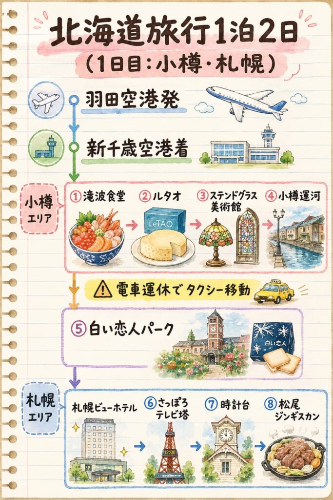 北海道旅行　小樽・札幌1泊2日モデルコース