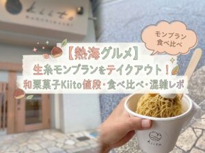 【熱海グルメ】生糸モンブランをテイクアウト！和栗菓子Kiito値段・食べ比べ・混雑レポ